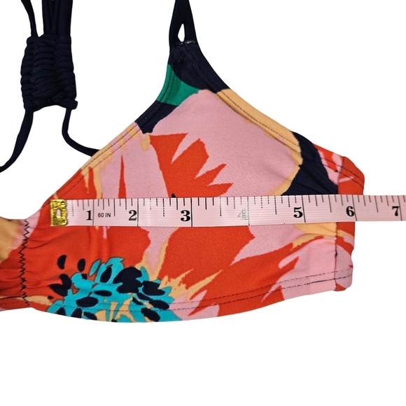 Aerie Racerback Floral Scoop Neck Bikini Top, Red/Pink/Blue, XS - Picture 10 of 13